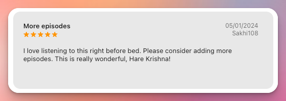 Listener review for Krishna Consciousness podcast
